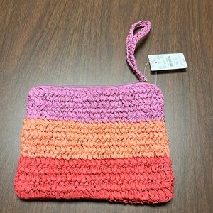 J Crew paper straw color block wristlet, NWT
